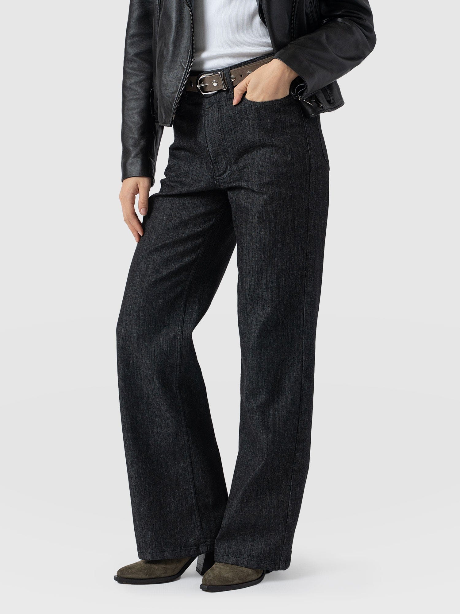 Wide Leg Jeans - Black Wash