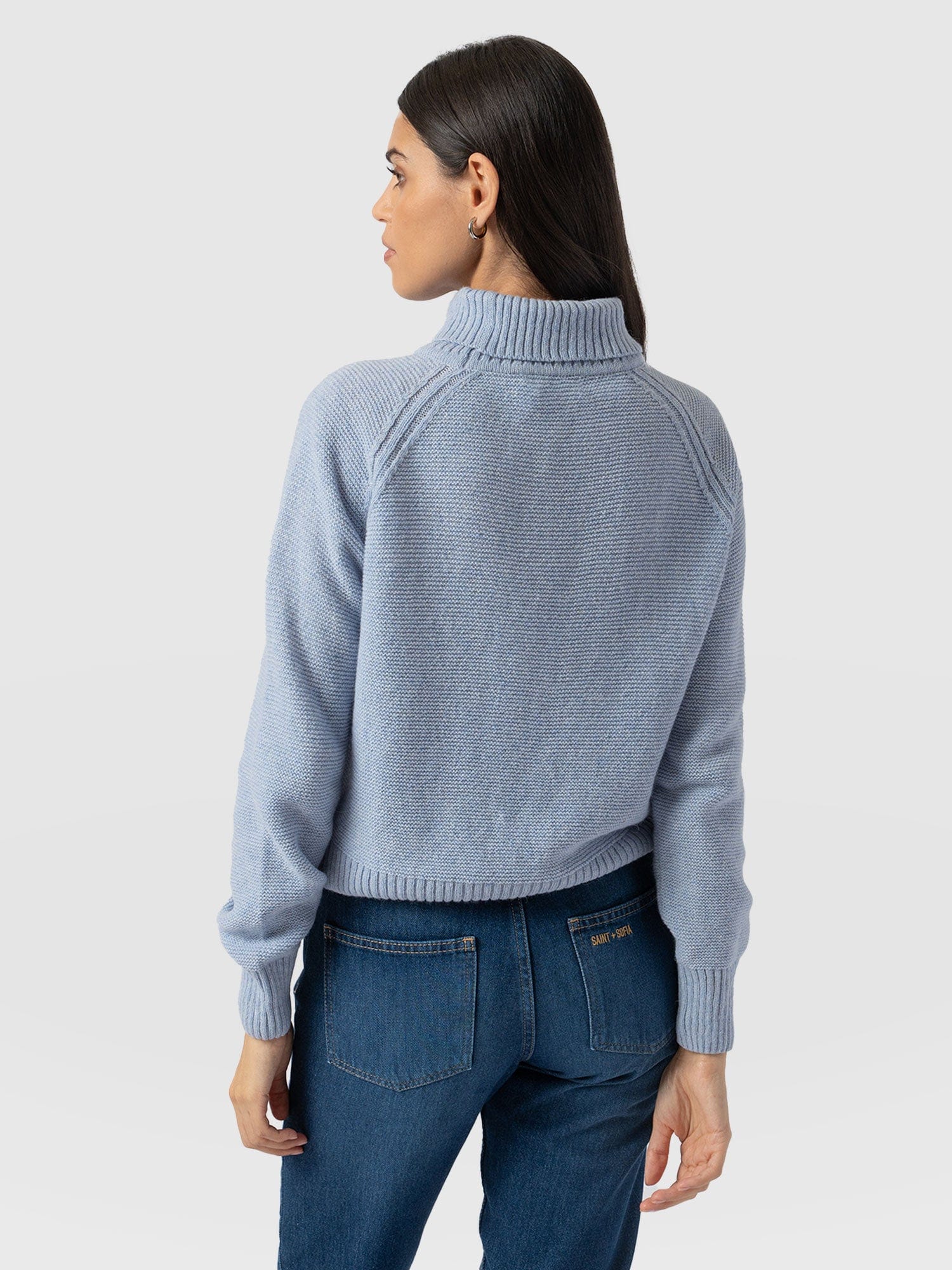 Glen Cable Knit Sweater - Pale Blue