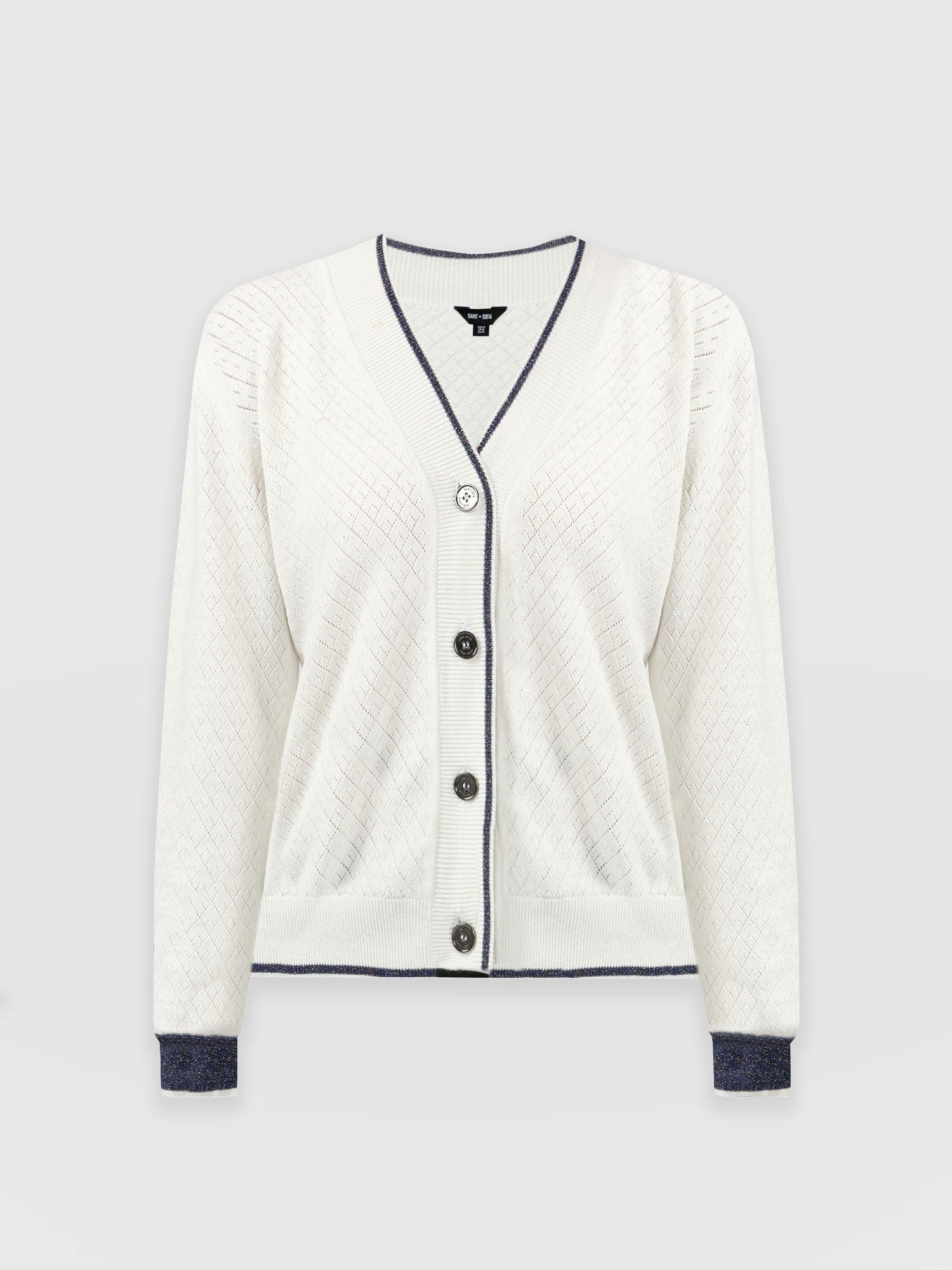 Diamond Knit Cardigan - White