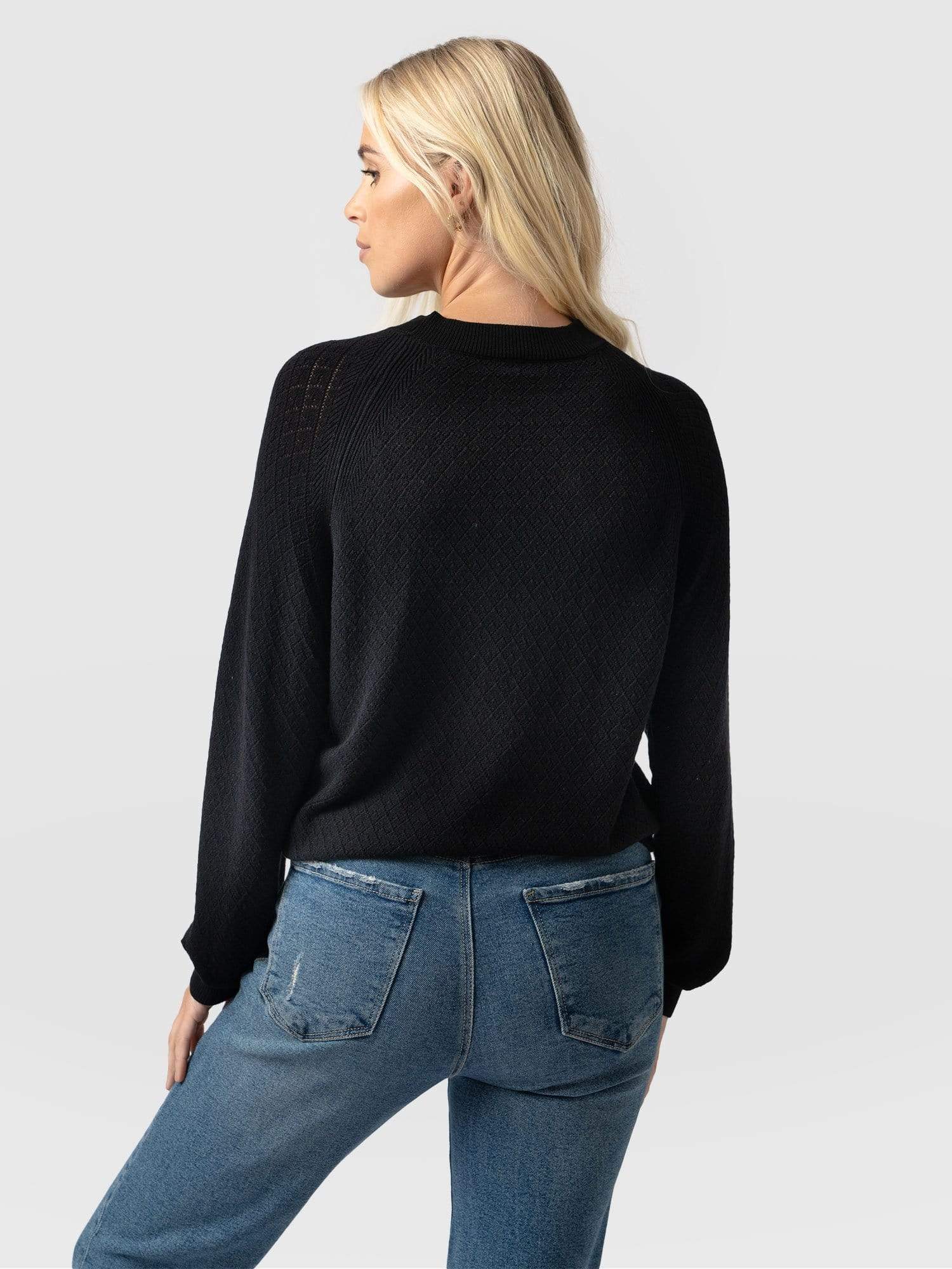 Diamond Knit Sweater - Black