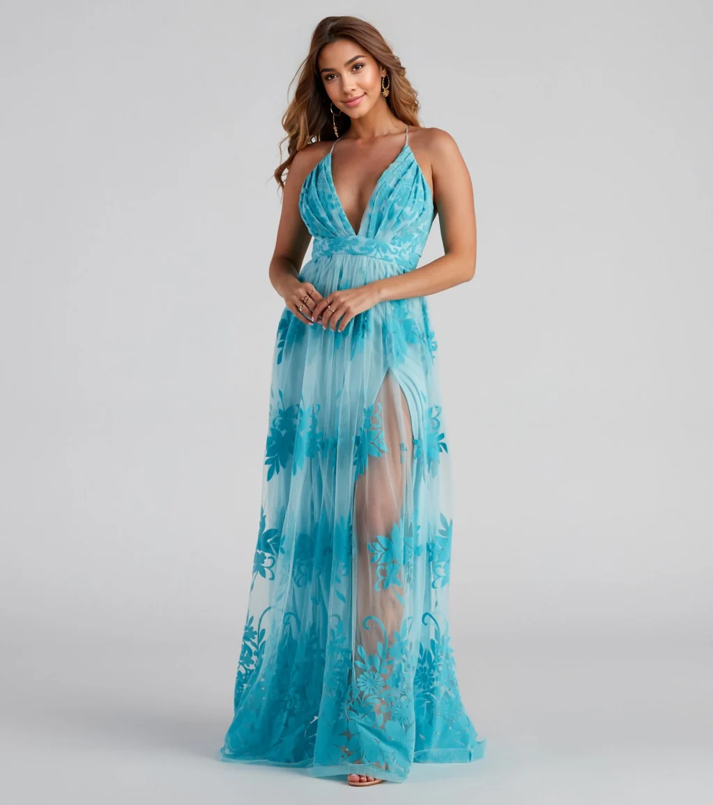 Formal Flocked Velvet Dress