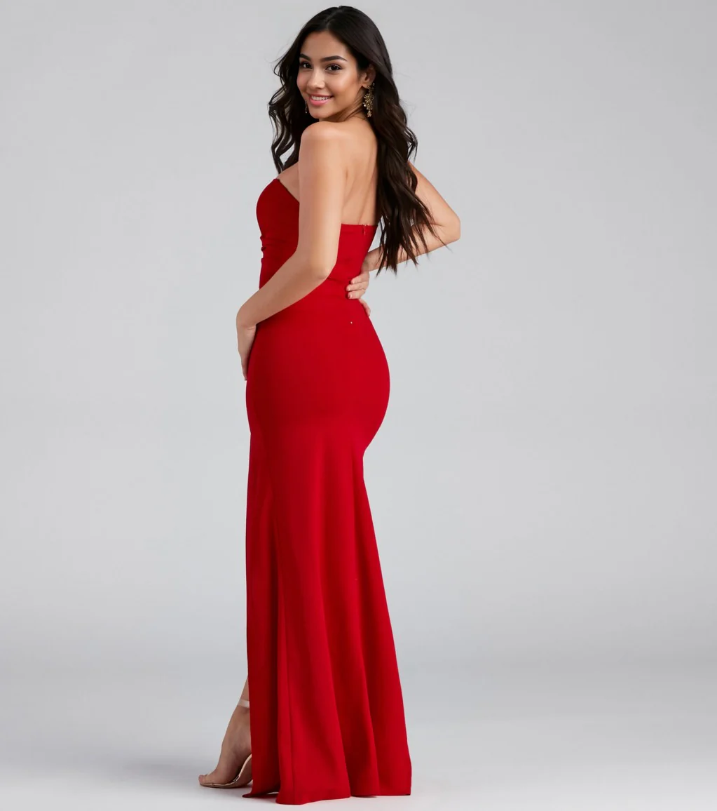 Strapless High Slit Formal Dress