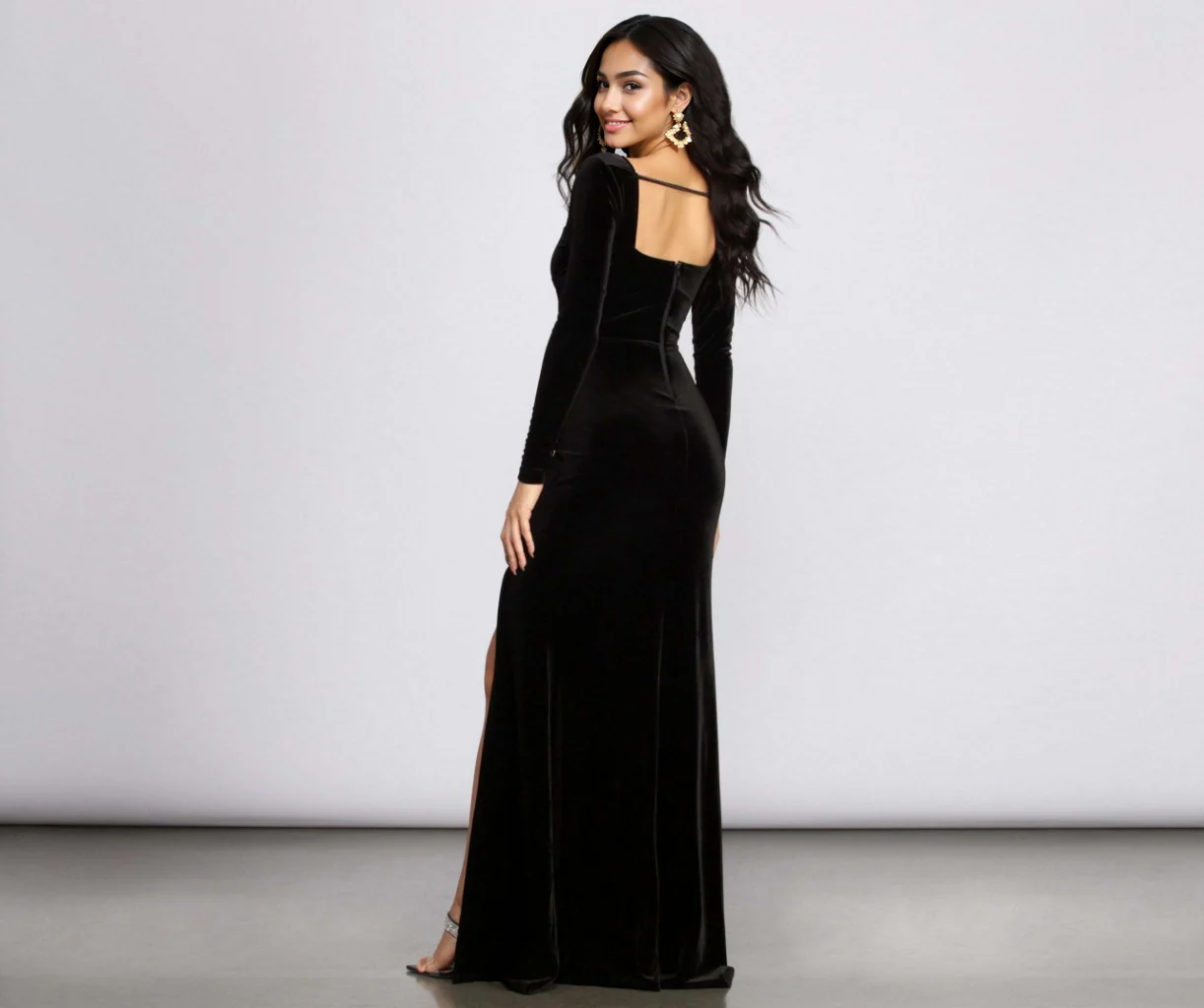 High Slit Velvet Dress
