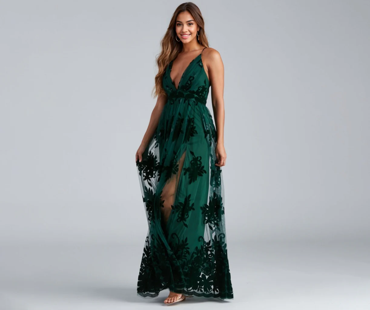 Formal Flocked Velvet Dress