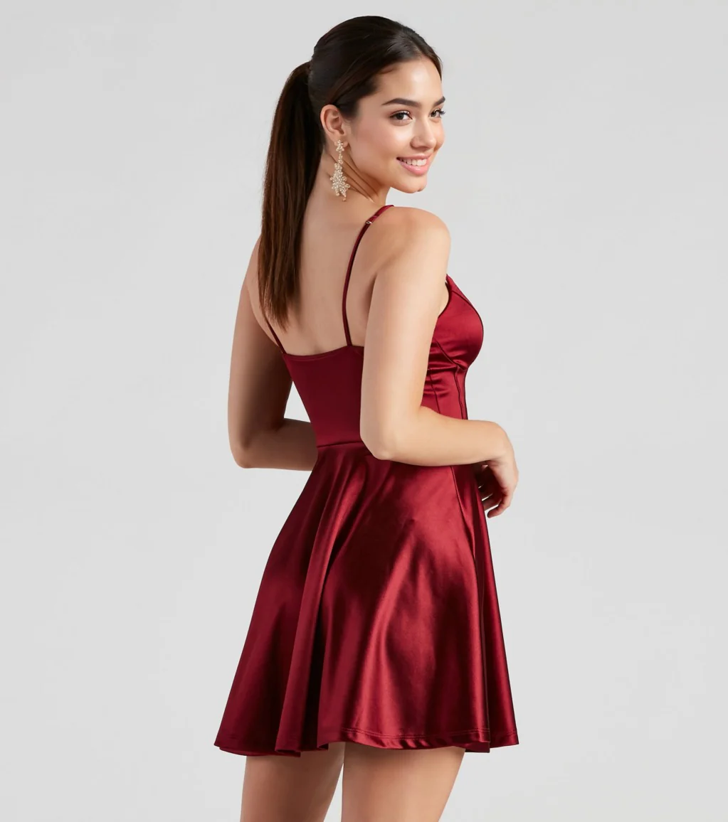 Flirty Feels Satin Skater Dress