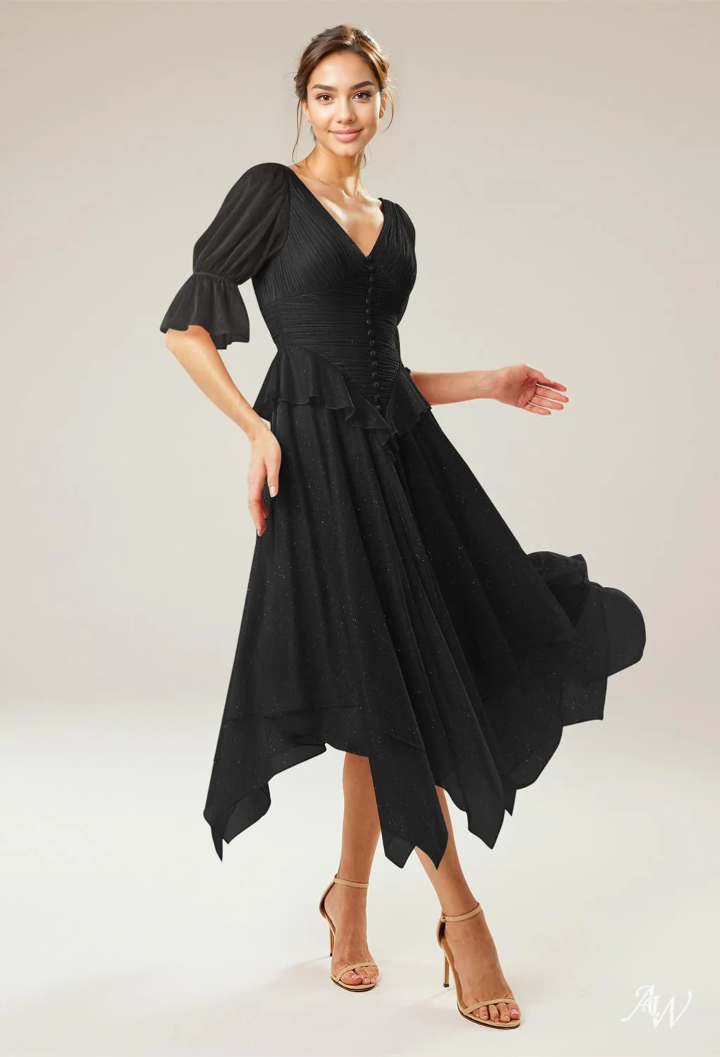 A-line Glitter Mesh DRESS