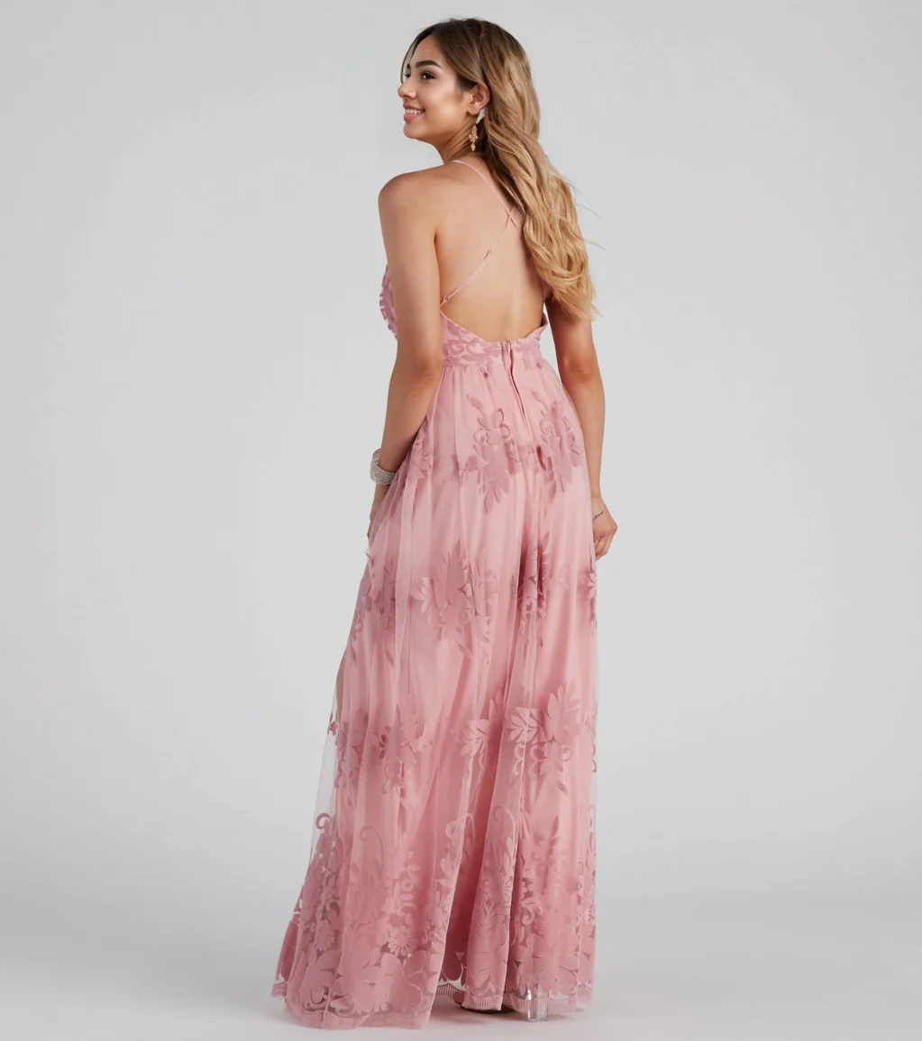 Formal Flocked Velvet Dress