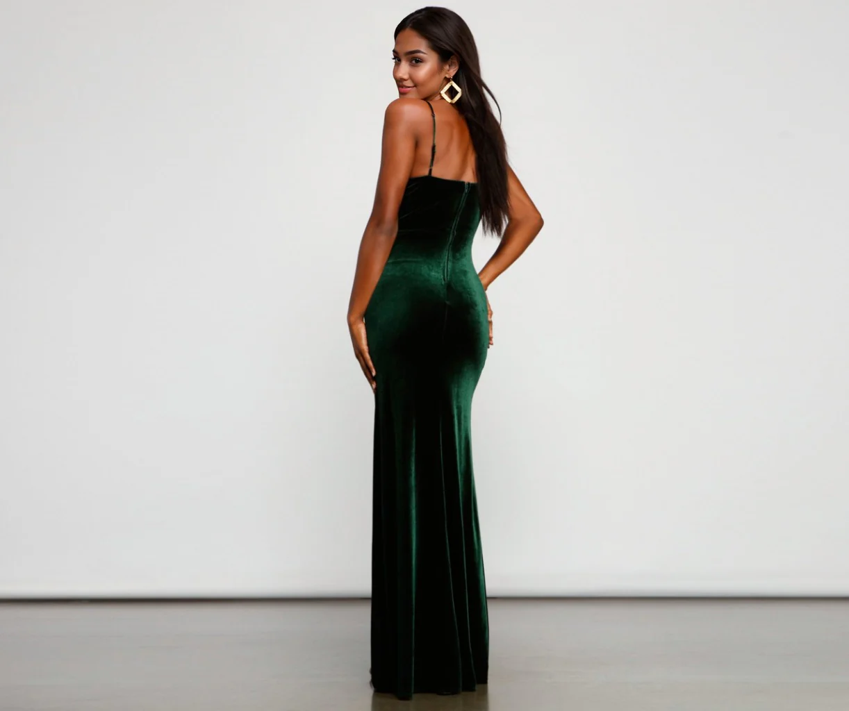 Formal High Slit Velvet Dress