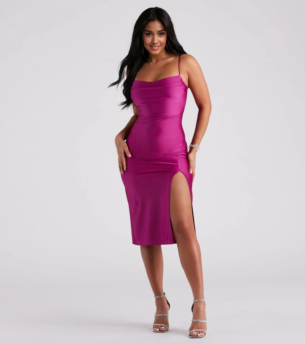 Sleek And Smooth High Slit Midi Dress
