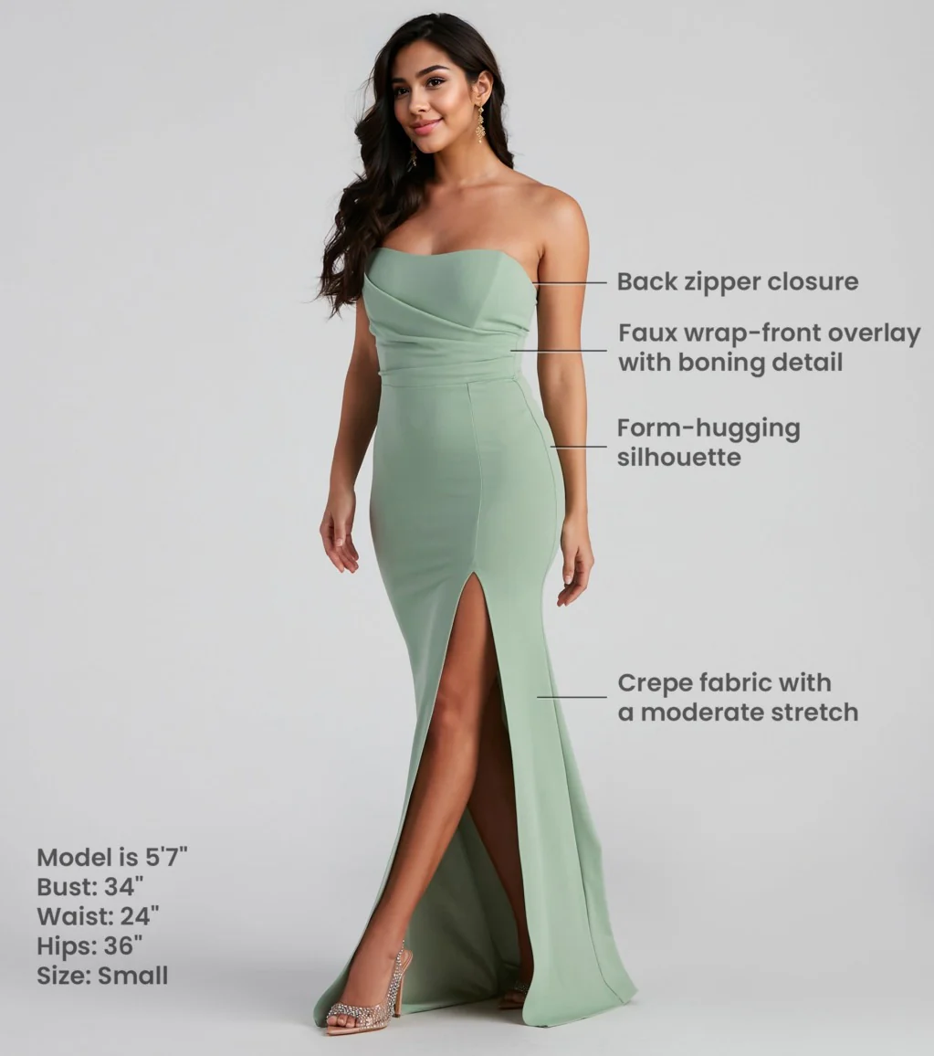 Strapless High Slit Formal Dress