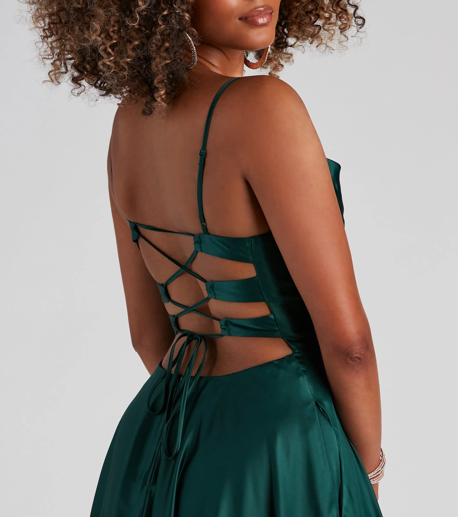 Formal Satin Lace-Up Dress