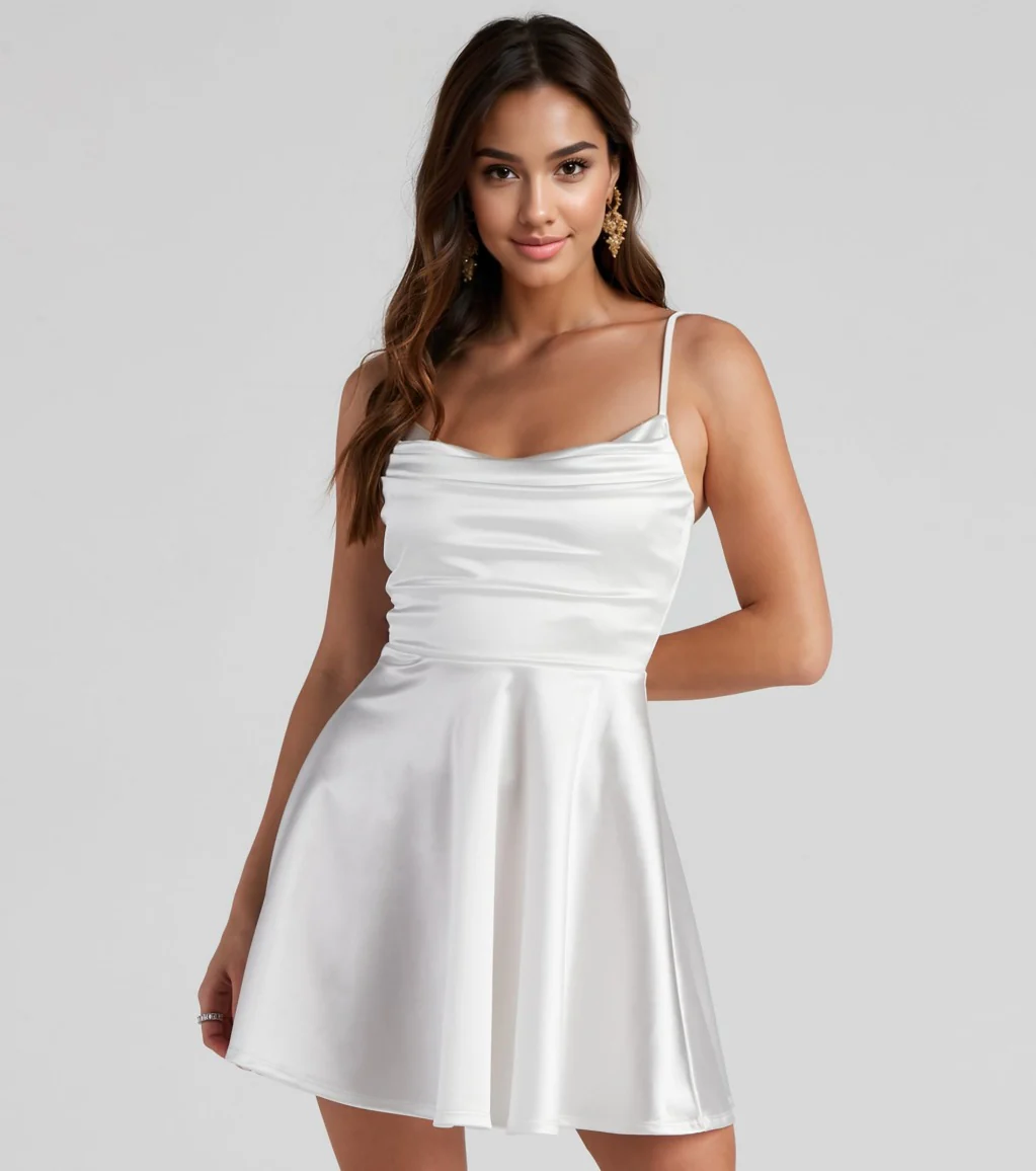 Silky Chic Satin Skater Dress