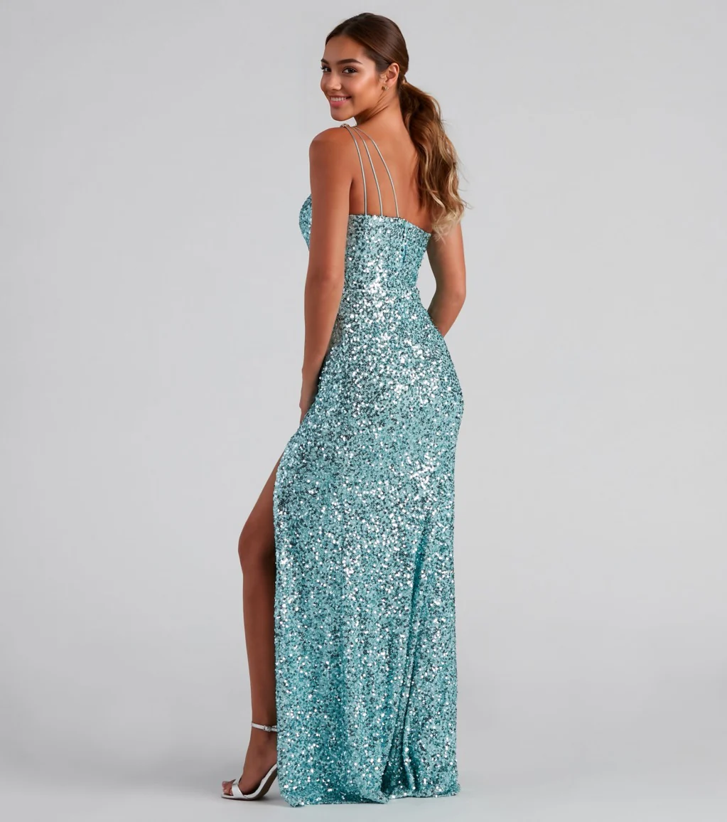Formal One-Shoulder Sequin Dress