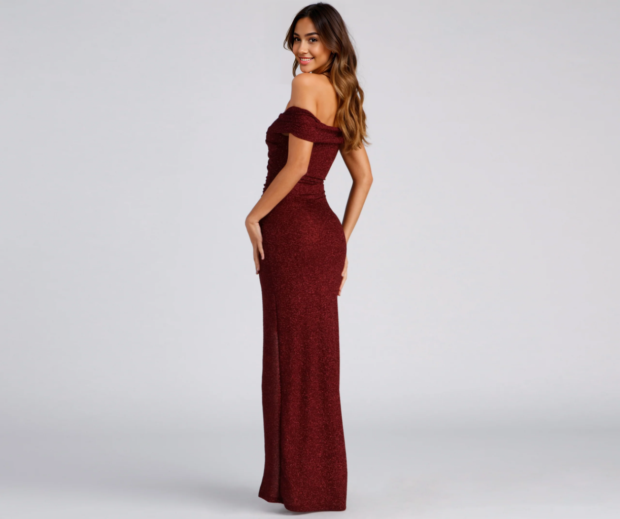 Formal Glitter Wrap Dress