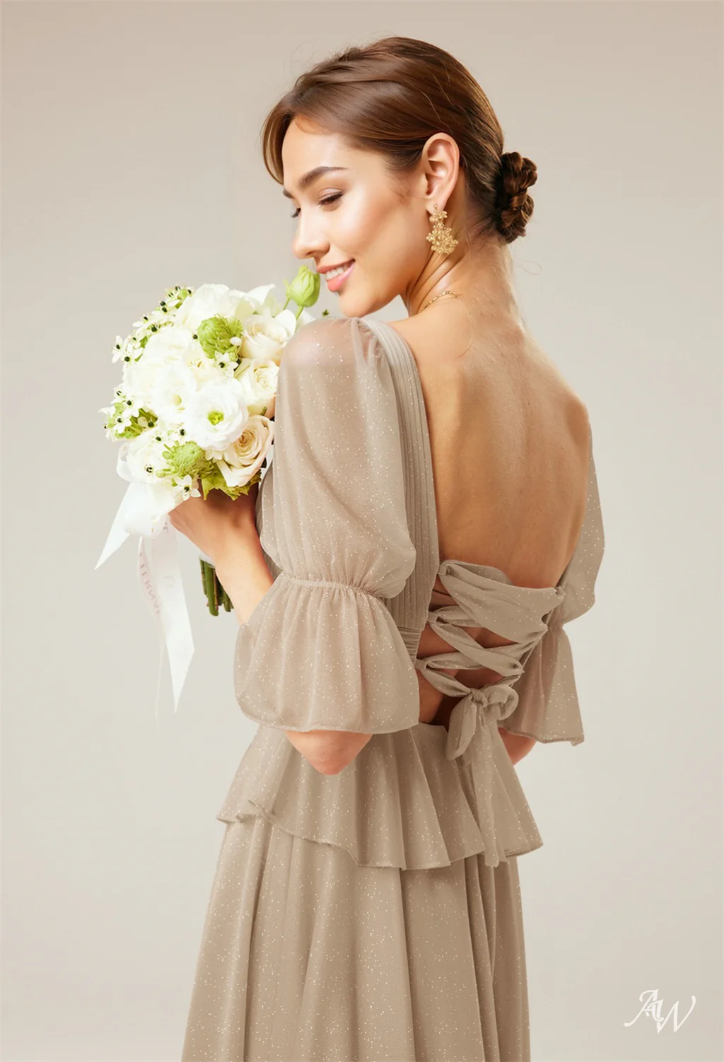 A-line Glitter Mesh DRESS