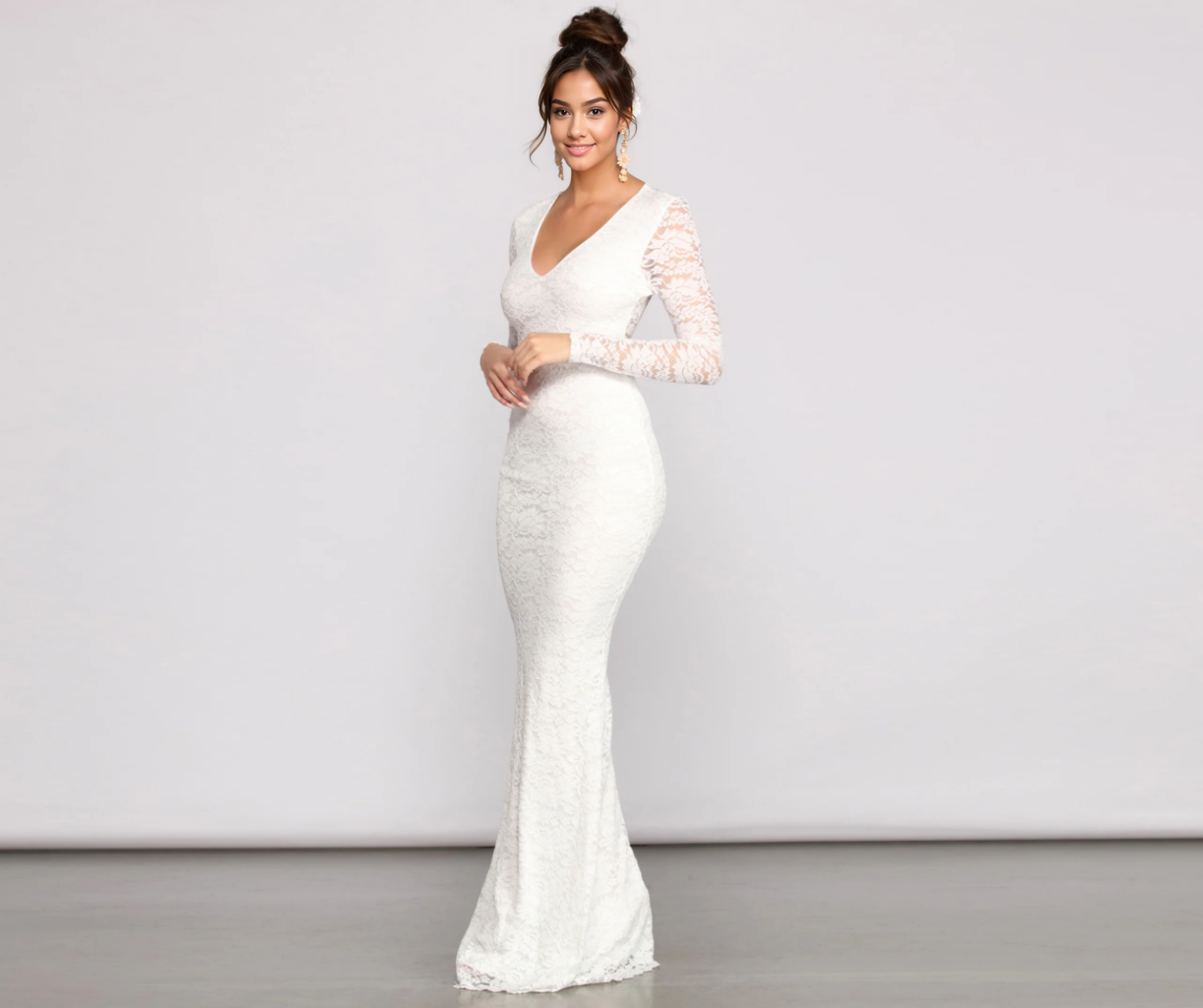 Brooke Lace V Neck Formal Dress