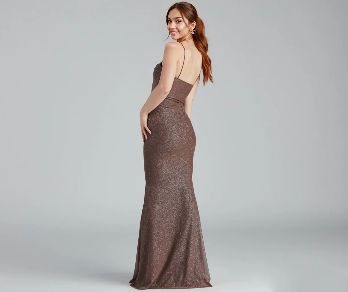 Glitter Mesh Formal Dress
