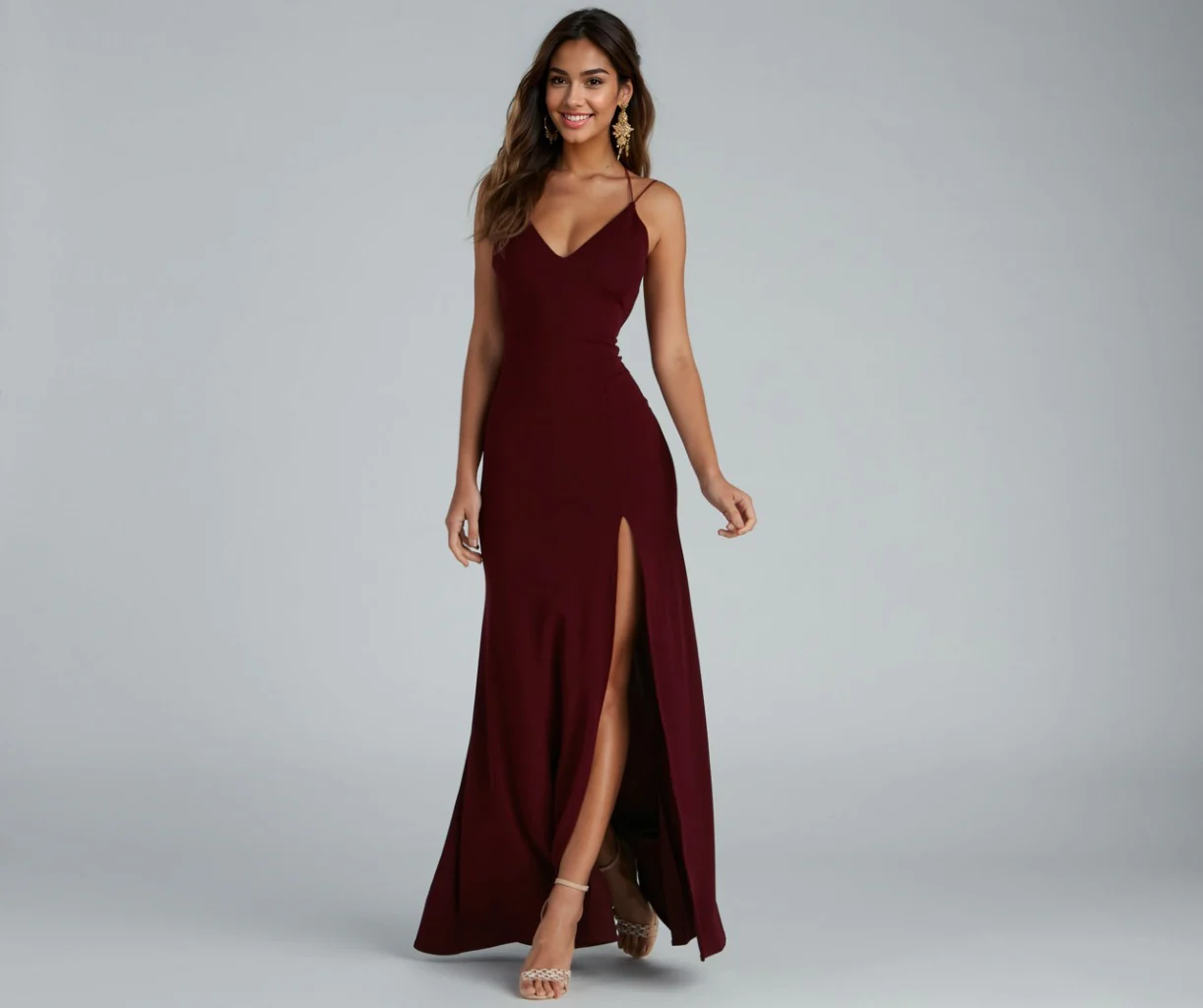 Lace-Up Back Formal Dress