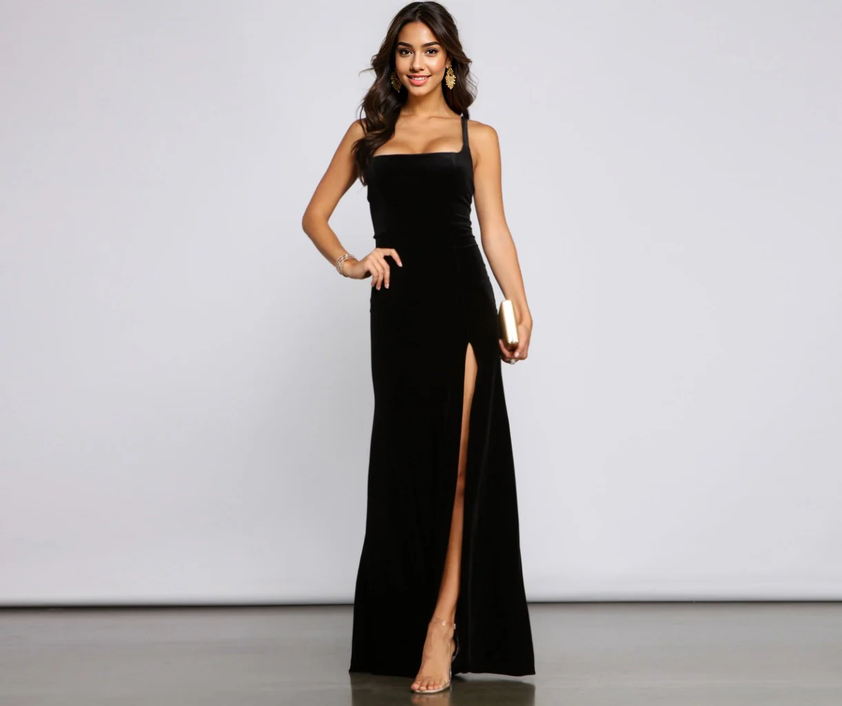 Lace-Up Back Velvet Dress