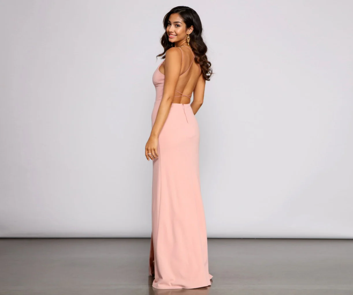 Lace-Up Back Formal Dress