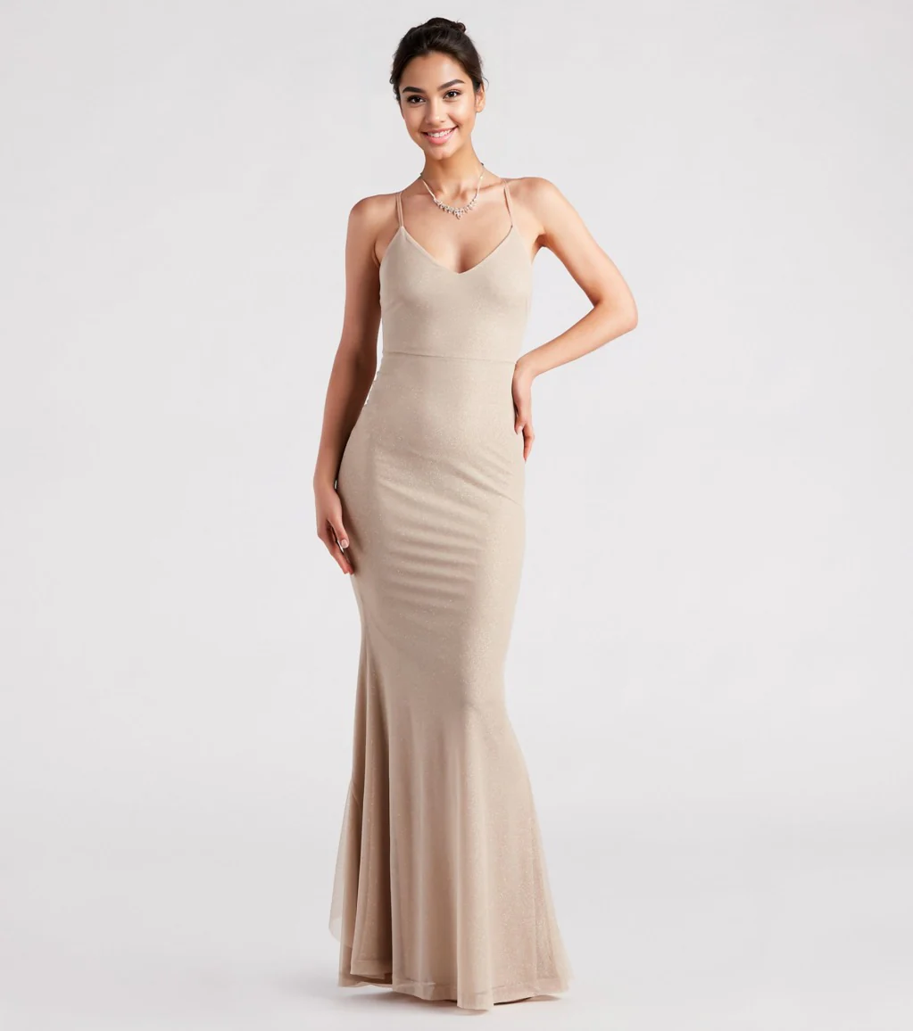 Formal Glitter Ruffled Dress