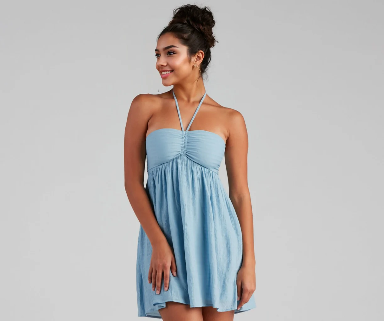 Feel The Sun Halter Sweetheart Skater Dress