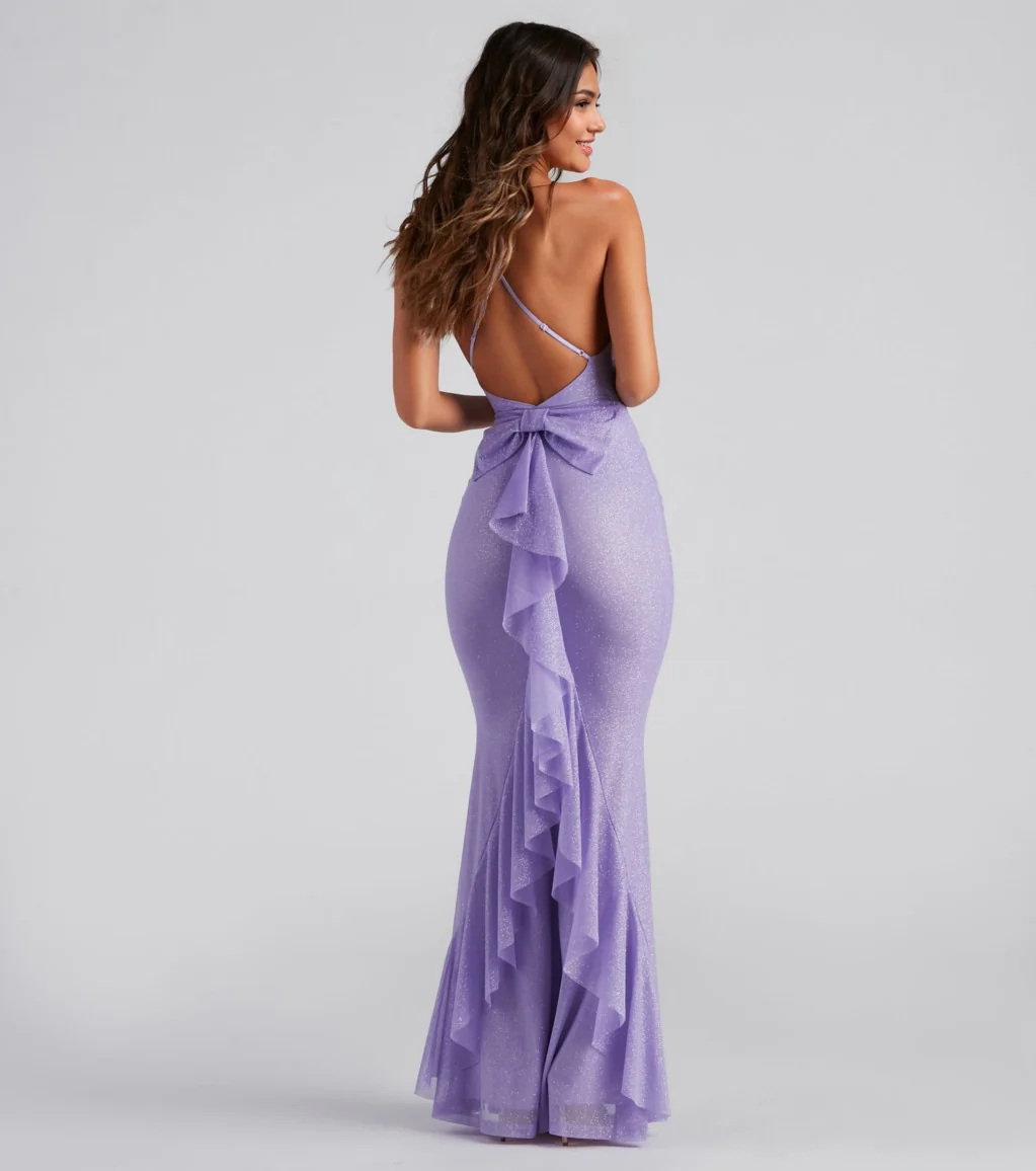 Formal Glitter Ruffled Dress