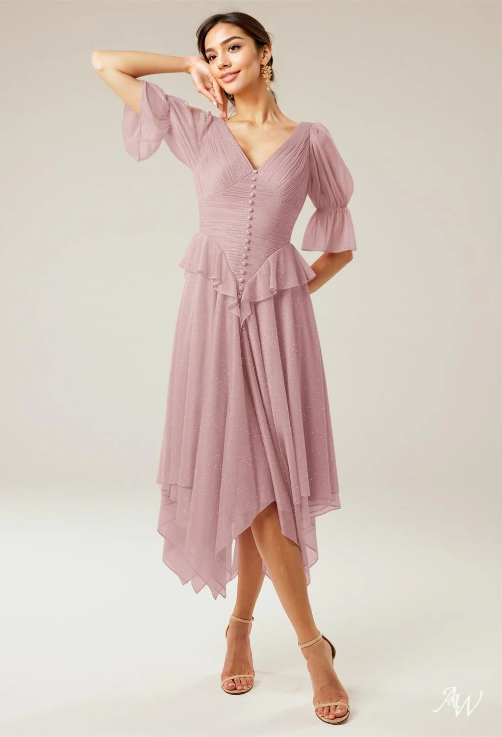 A-line Glitter Mesh DRESS