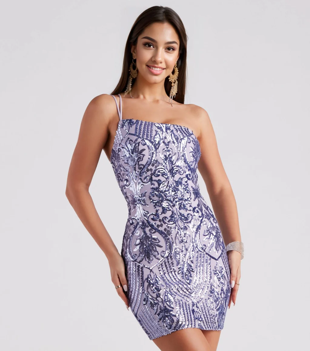 Karla Sequin Iridescent Bodycon Party Dress