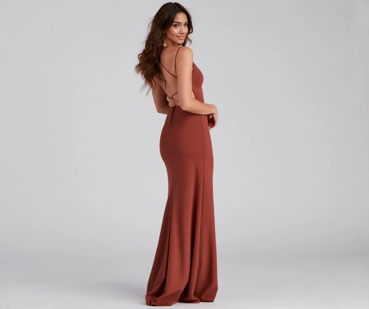 Lace-Up Back Formal Dress