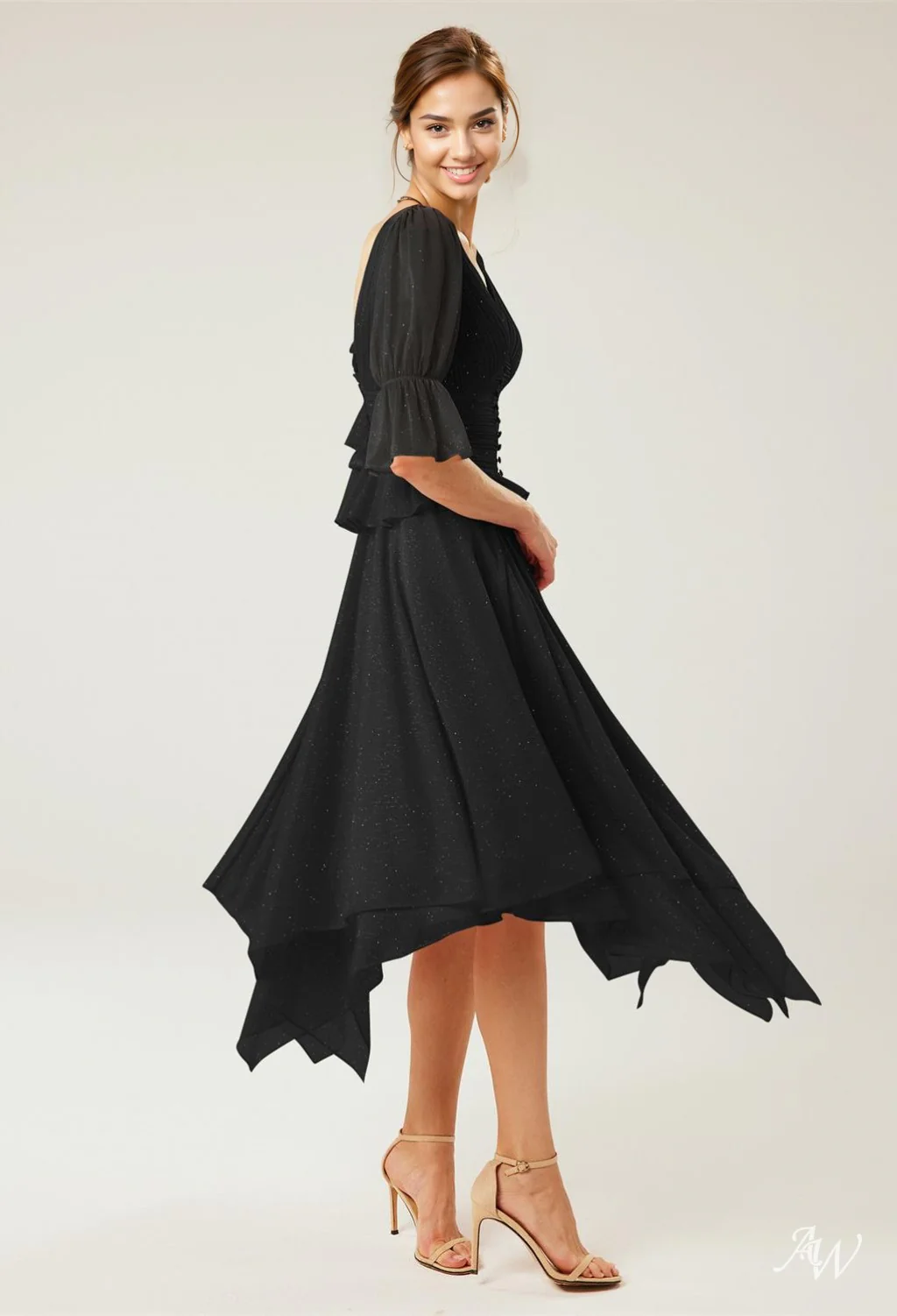 A-line Glitter Mesh DRESS