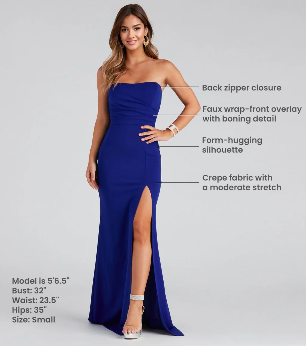 Strapless High Slit Formal Dress