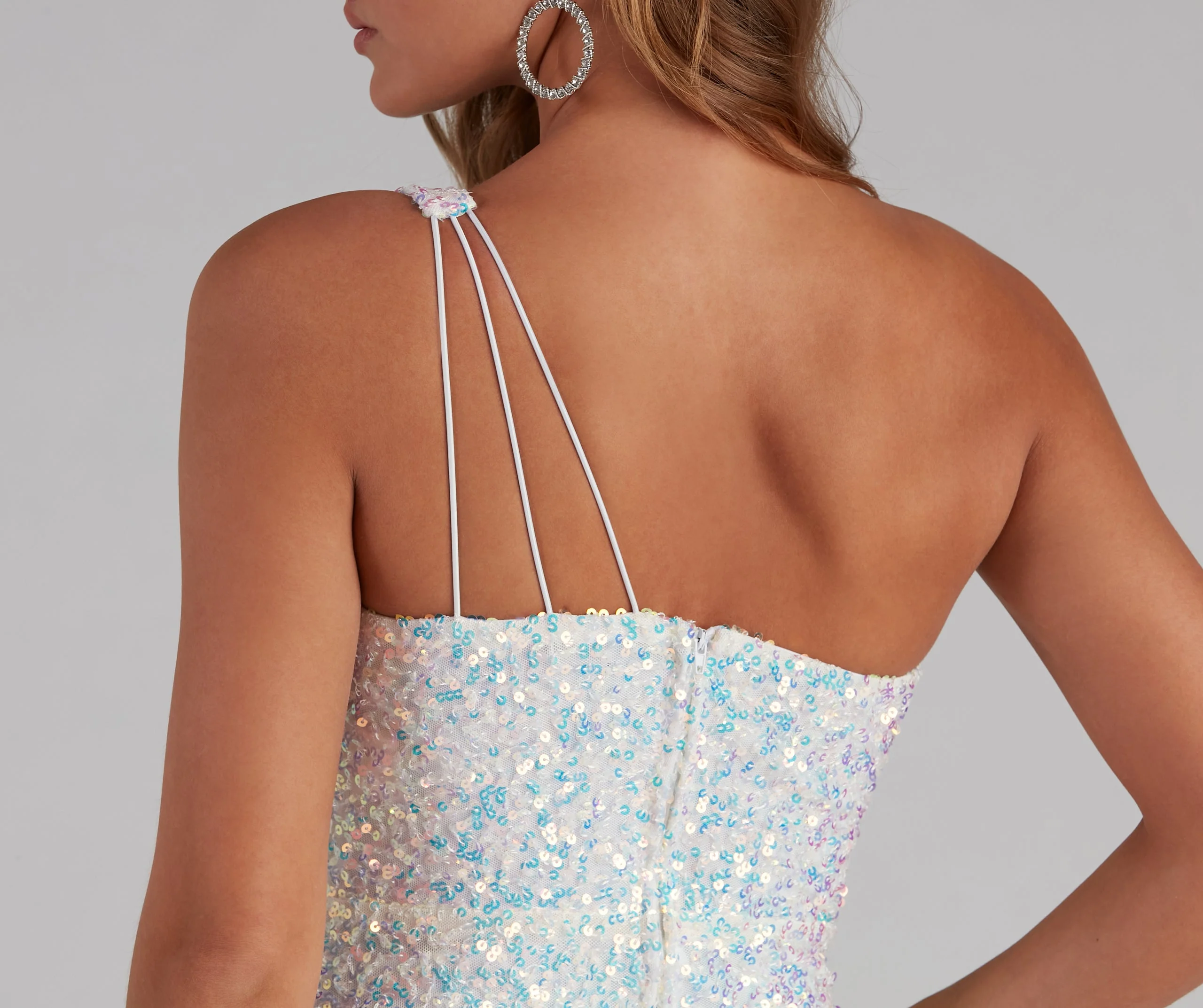 Formal One-Shoulder Sequin Dress
