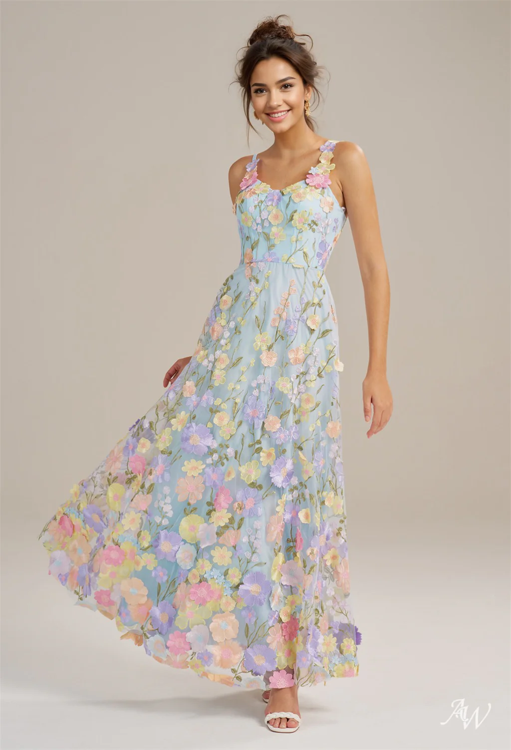 A-line Tulle V-Neck DRESS