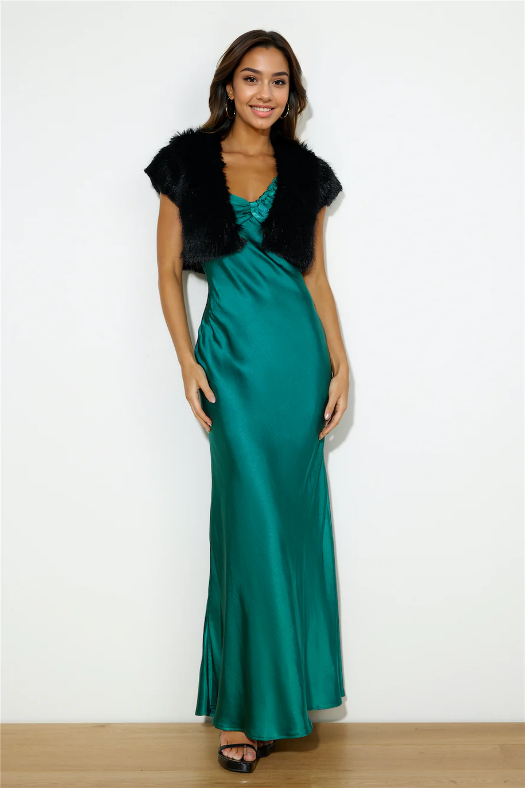 Silk Statement Satin Maxi Dress Teal