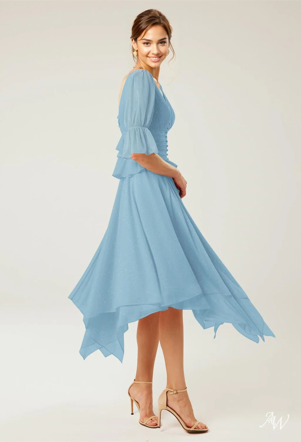 A-line Glitter Mesh DRESS