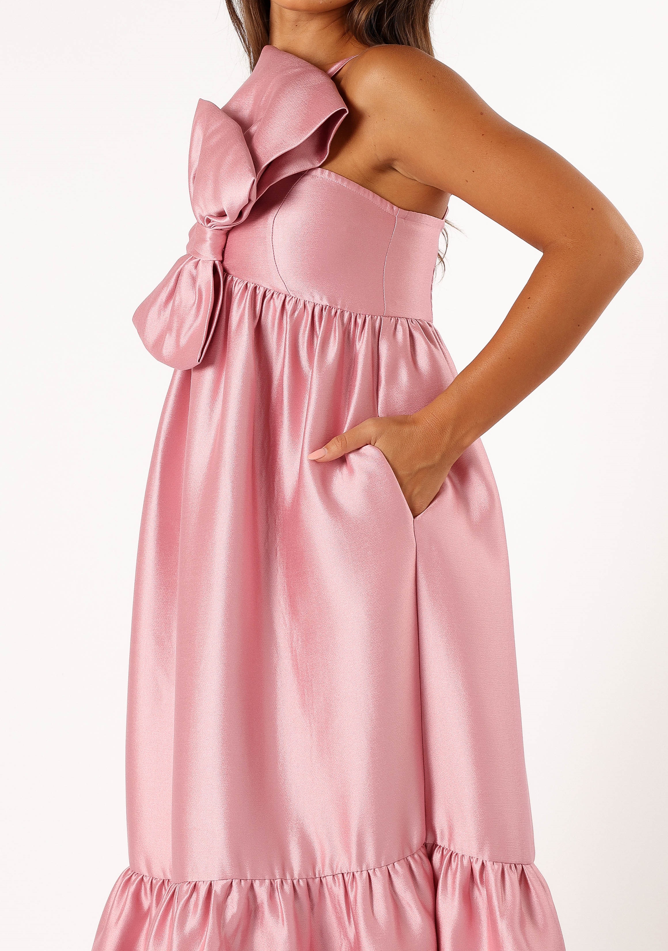 Betina Bow Front Maxi Dress - Dusty Rose