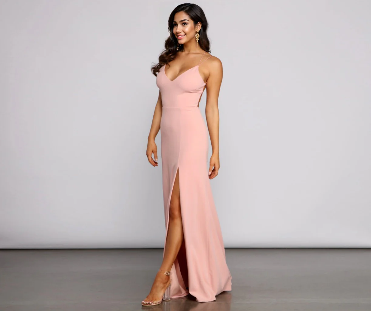 Lace-Up Back Formal Dress