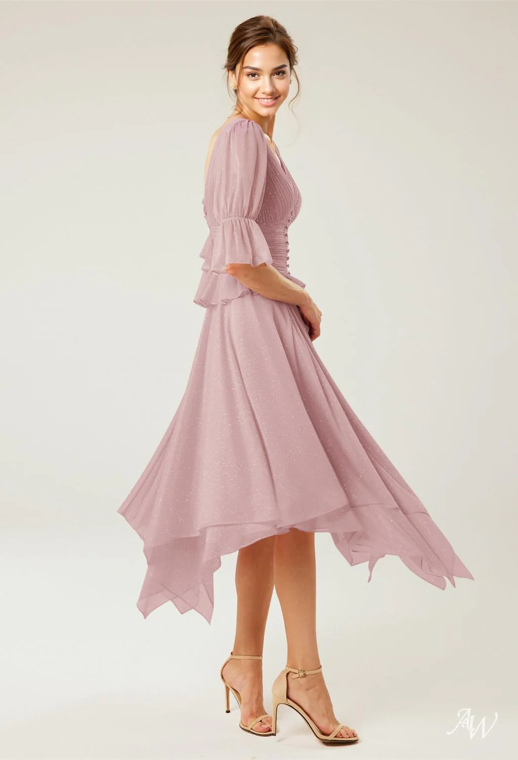 A-line Glitter Mesh DRESS