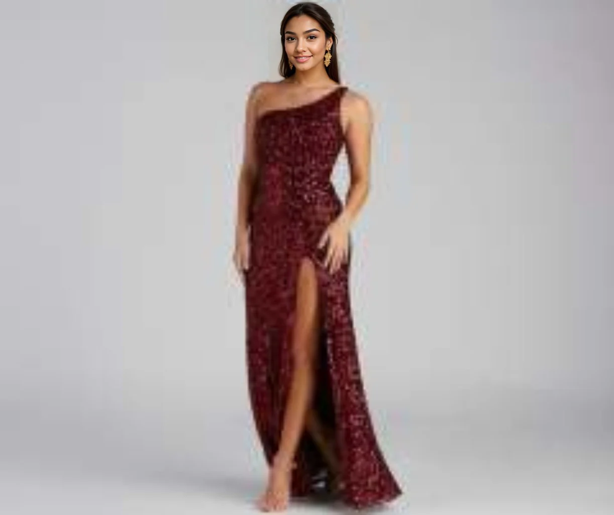 Formal One-Shoulder Sequin Dress