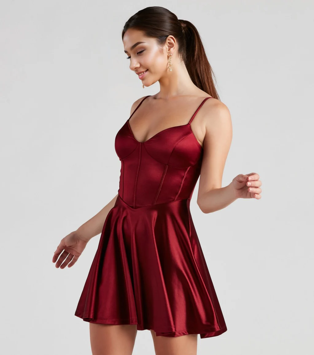 Flirty Feels Satin Skater Dress