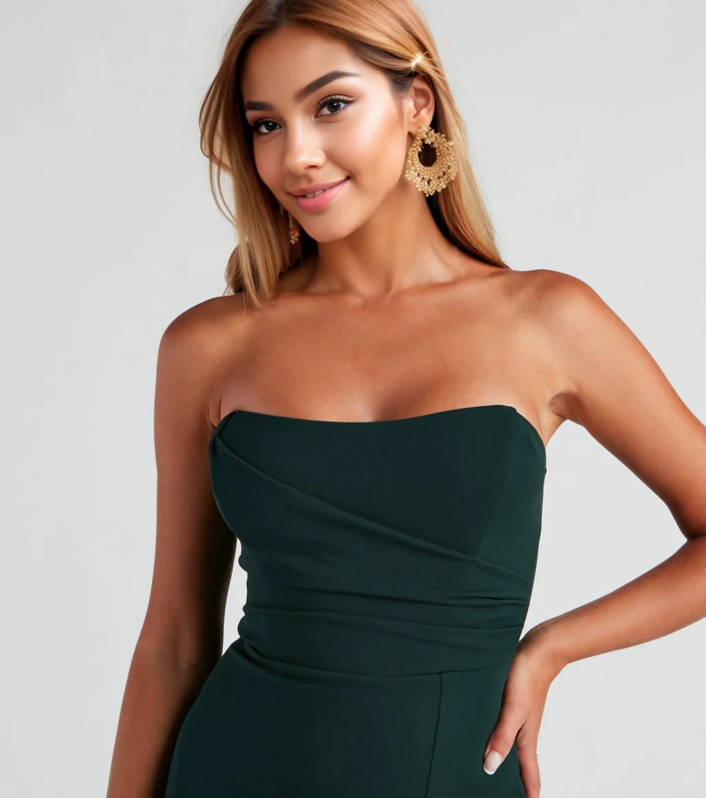 Strapless High Slit Formal Dress