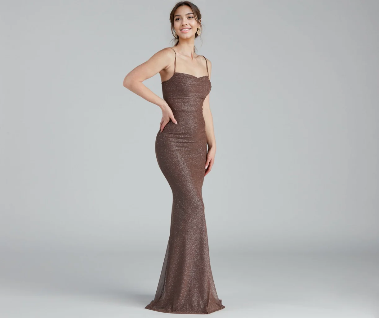 Glitter Mesh Formal Dress