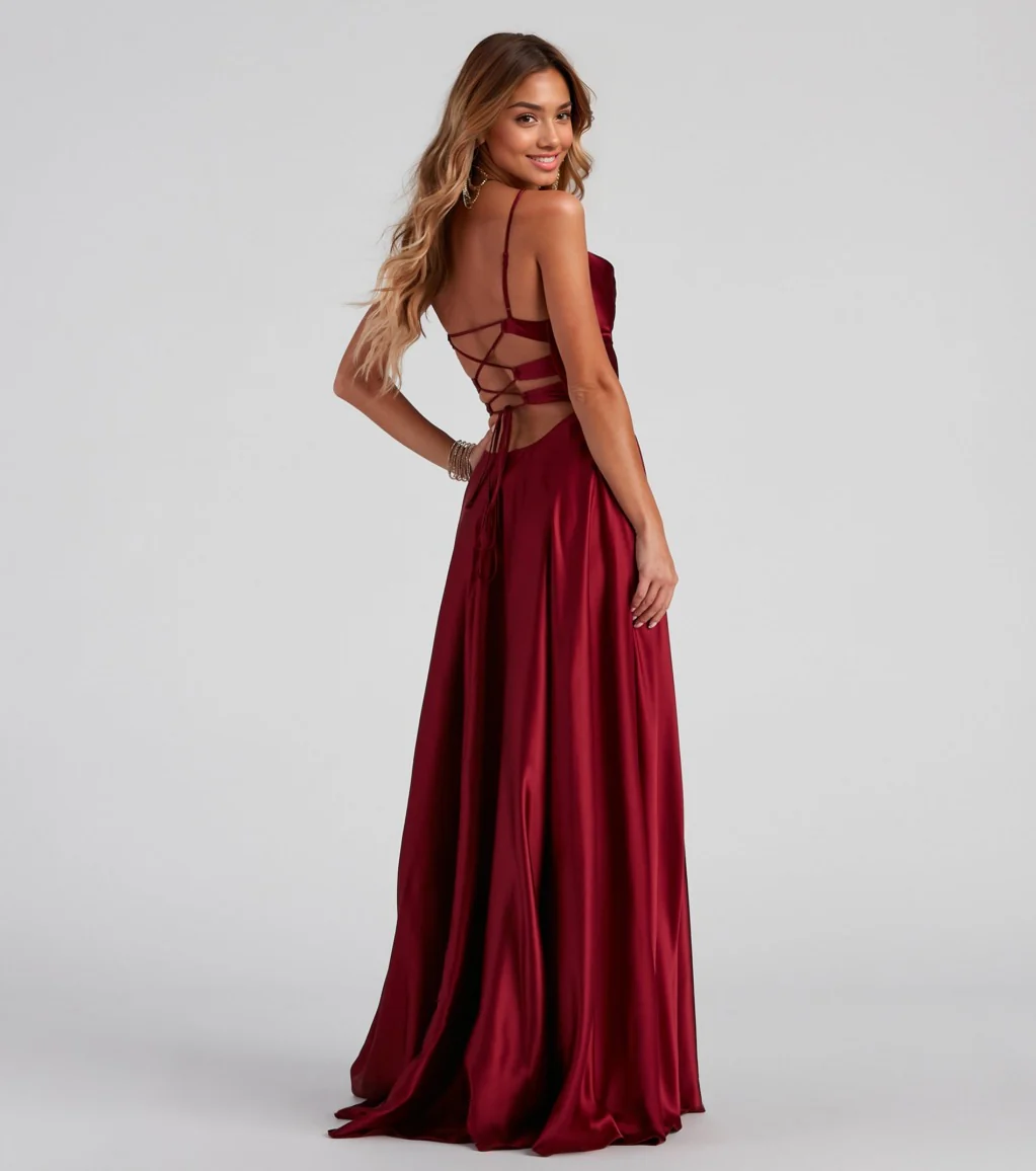 Formal Satin Lace-Up Dress