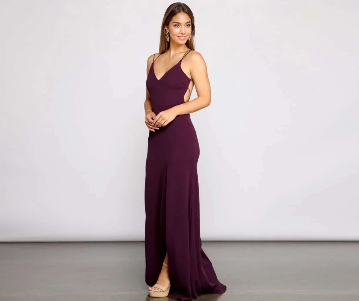 Lace-Up Back Formal Dress