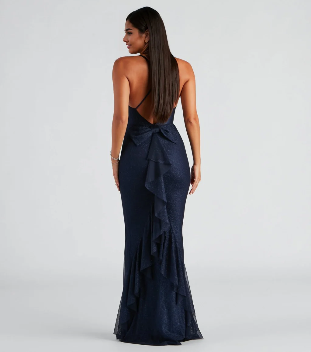 Formal Glitter Ruffled Dress