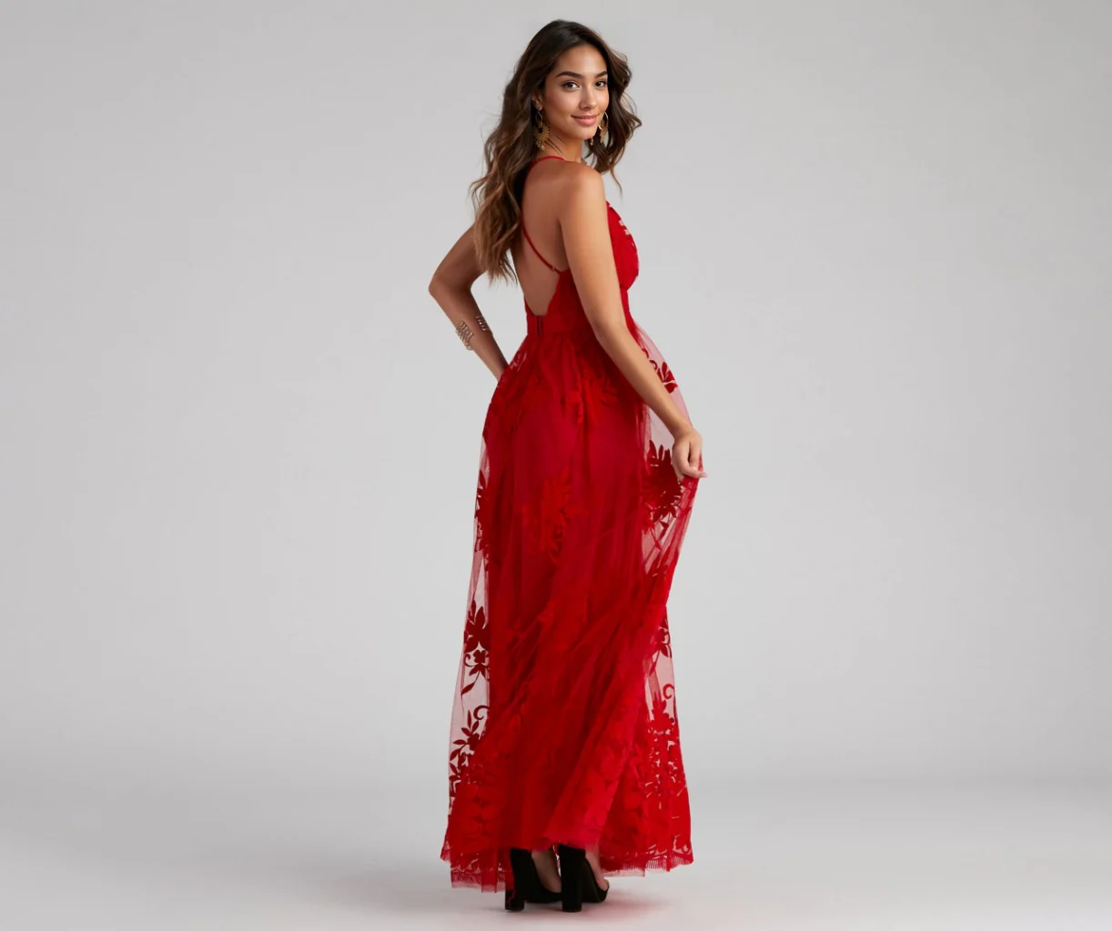 Formal Flocked Velvet Dress