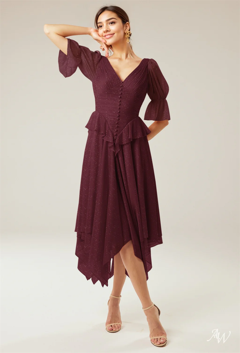 A-line Glitter Mesh DRESS