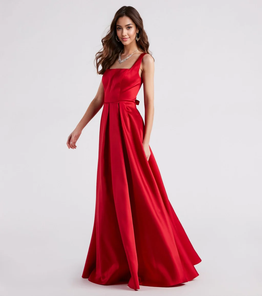 Satin Lace-Up A-Line Ball Gown