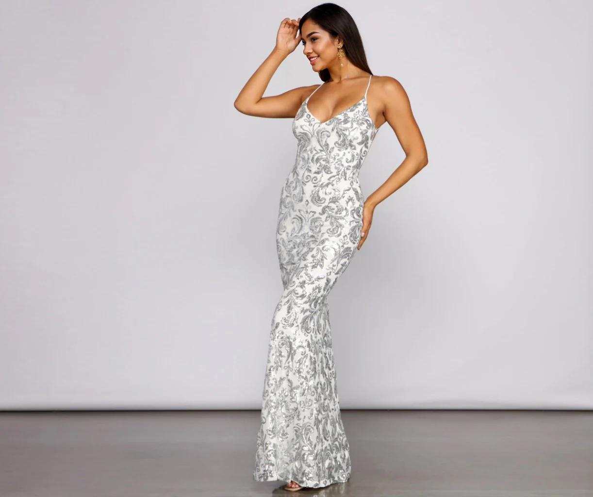 Formal Sequin Scroll Dress